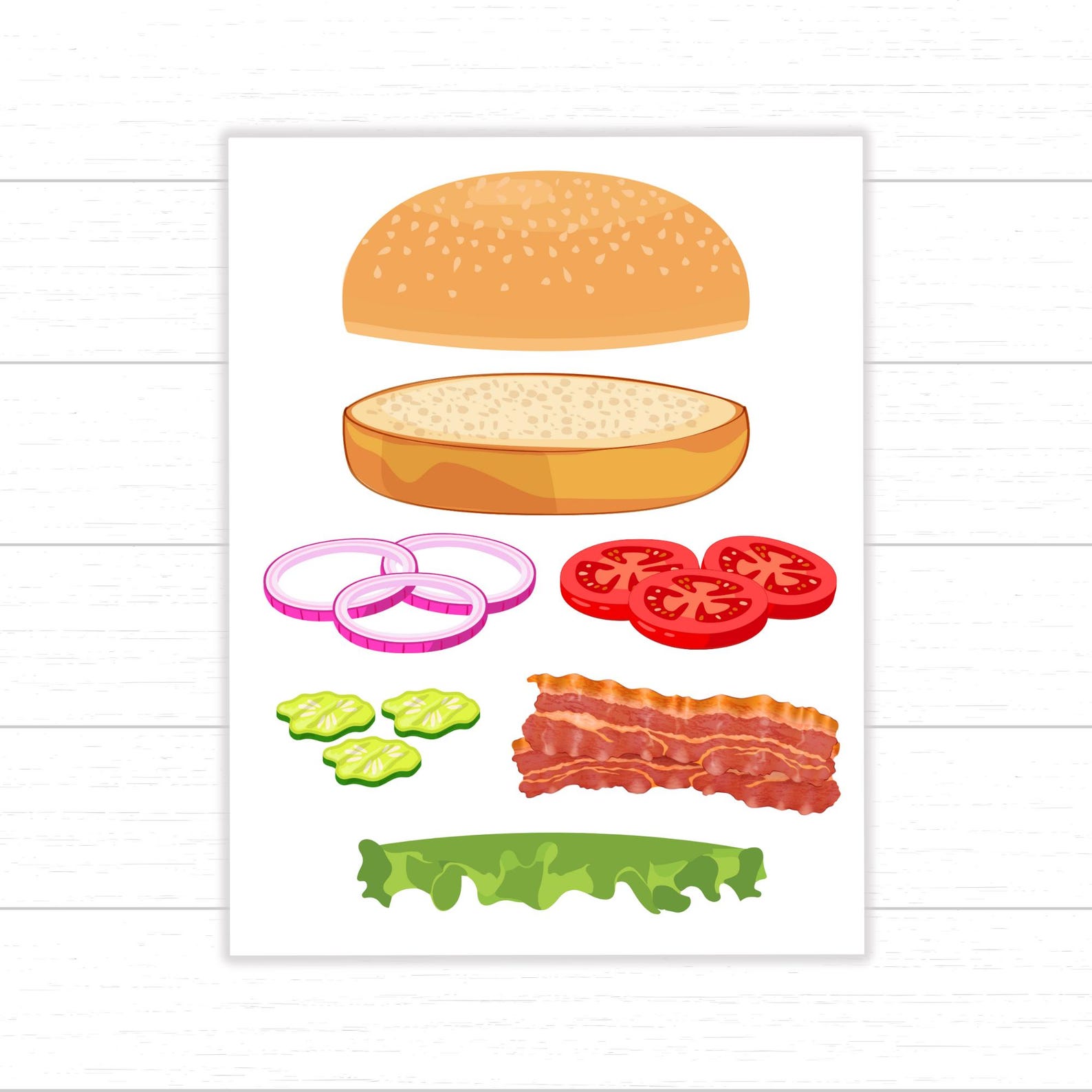 Build a Burger Printable Set, Hamburger Pretend Play, Craft for Kids ...