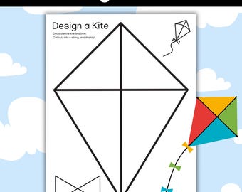 Entwerfen Sie einen Drachen druckbares Basteln für Kinder, Frühlingsaktivitätsvorlage, Dekorieren & Drachen bauen, einfache Malseite PDF, sofortiger Download, Vorschule