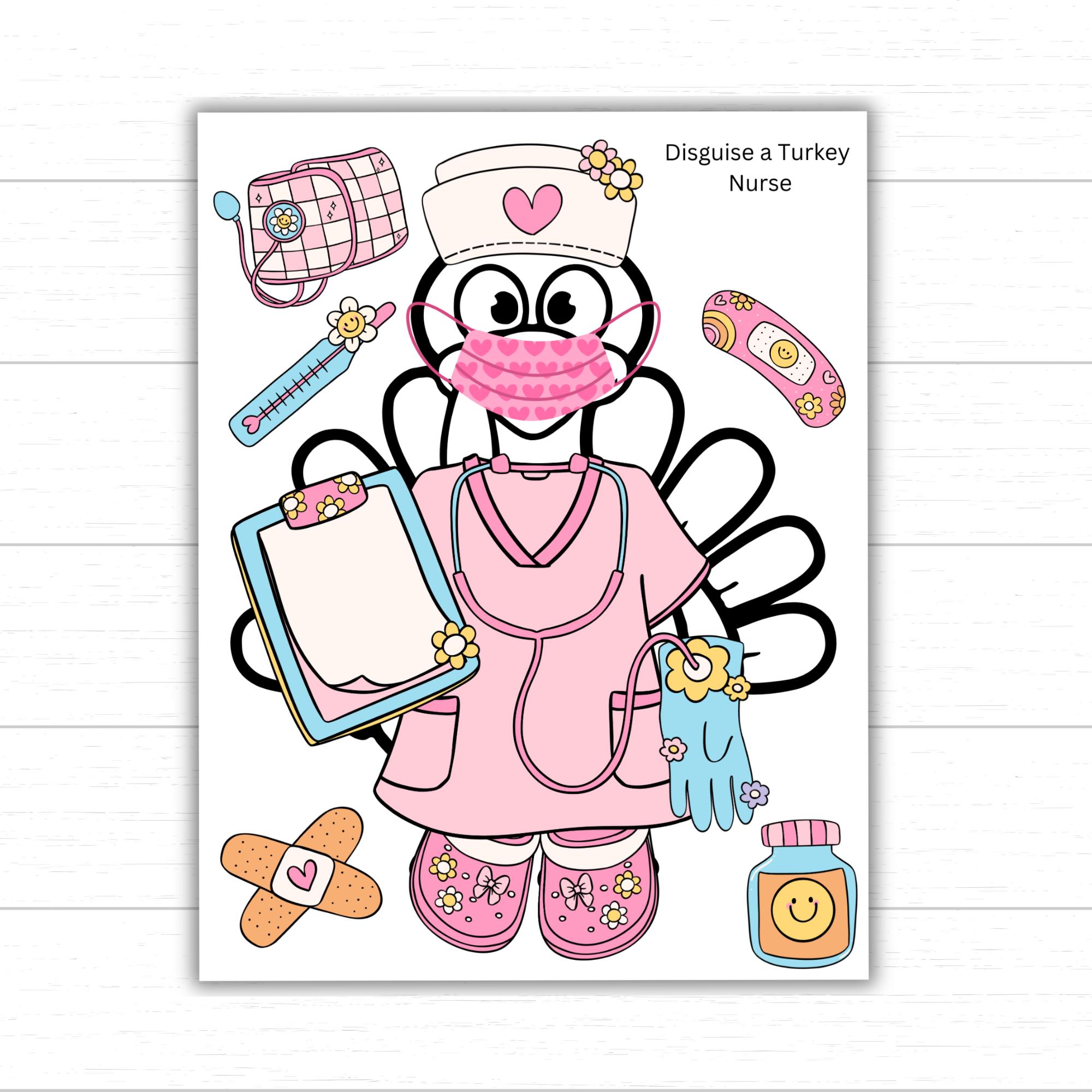 disguise a turkey nurse, nurse turkey, printable nurse outfit