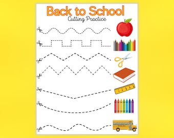 Back to School Scissor Skills Printable | Cutting Practice Activity | Fine Motor Development | Homeschool Resource | Early Learning Tool