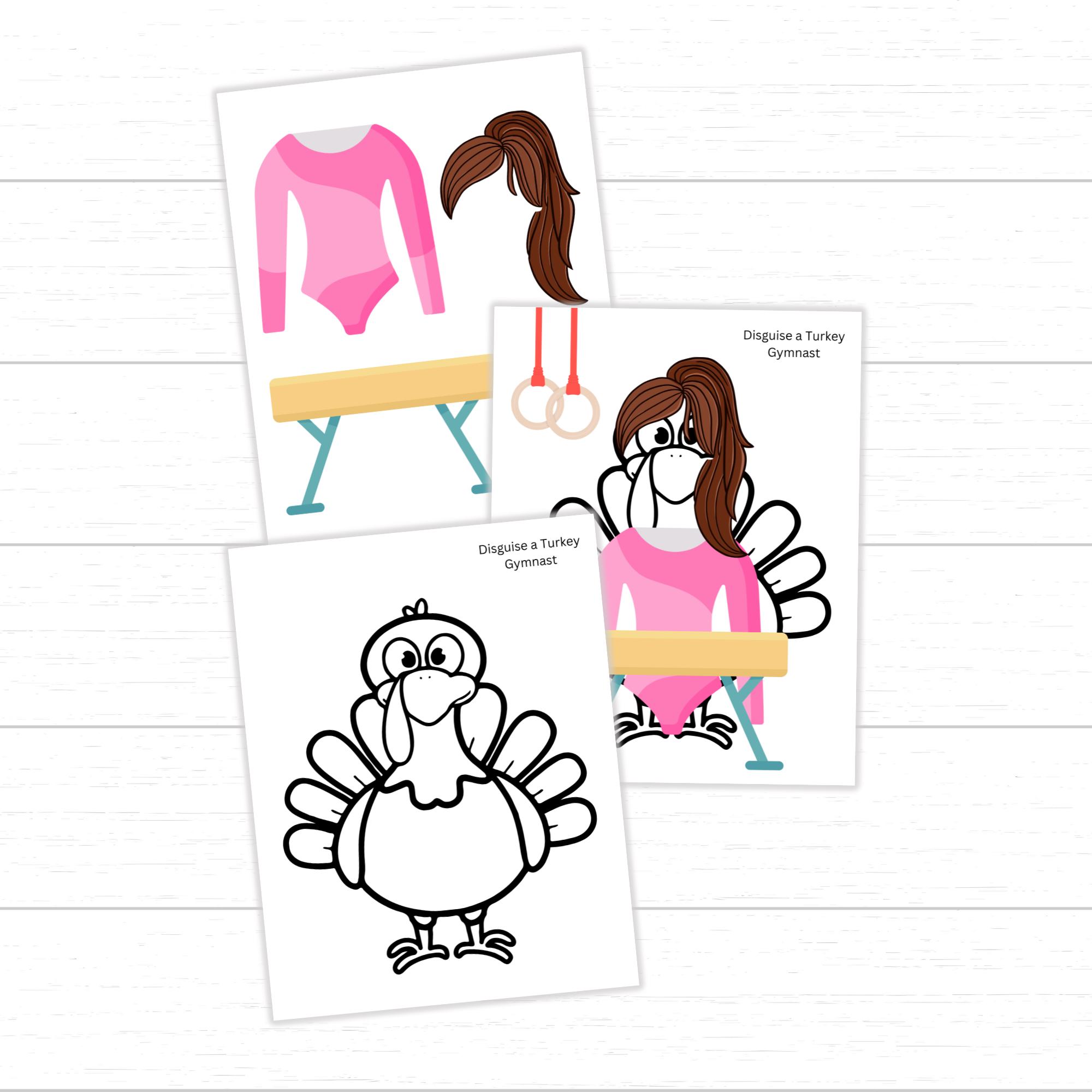 disguise a turkey gymnast, gymnast turkey disguise printable