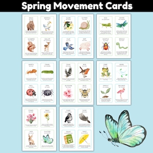 Spring Movement Cards for Kids | Printable Action Flash Cards | Preschool & Montessori Spring Activities | Nature Themed Movement Game, PDF image 1