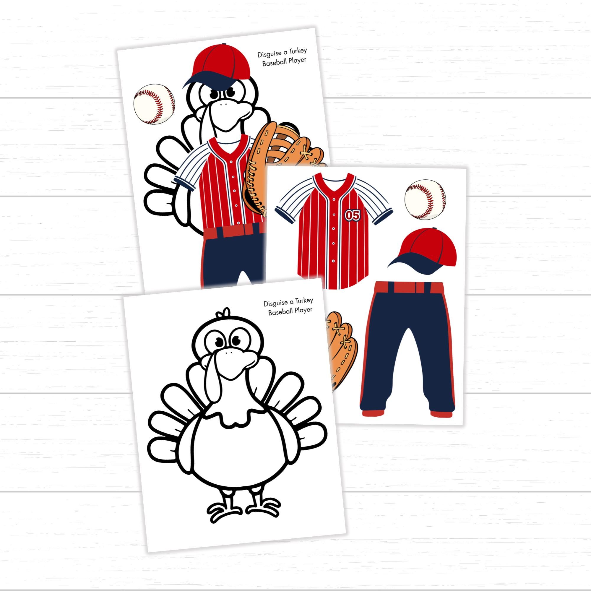 disguise a turkey baseball player, printable turkey disguise