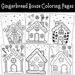 Pagine da colorare della casa di pan di zenzero, pagine da colorare di Natale per bambini, pagine da colorare di Natale stampabili, attività di Natale per bambini