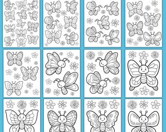 Schmetterling Malvorlagen für Kinder Printable | 12 süße Schmetterlinge Malvorlagen | Frühling Malvorlagen | Kinder Aktivität druckbar