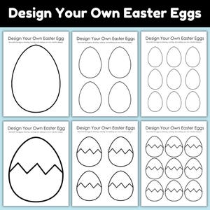 Design Your Own Easter Eggs Printable, Easter Egg Template Pack, Egg Outline Coloring Pages, Cracked Egg Activity, Kids Easter Craft PDF