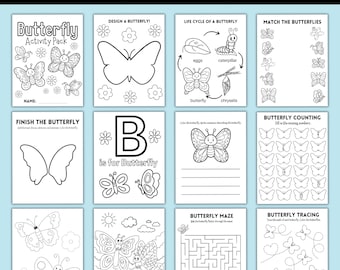 Schmetterling-Aktivitäten für Kinder zum Ausdrucken | Schmetterling Lebenszyklus Arbeitsblatt | Frühling Vorschule Kindergarten Arbeitsblätter | Aktivitätspaket Insekten
