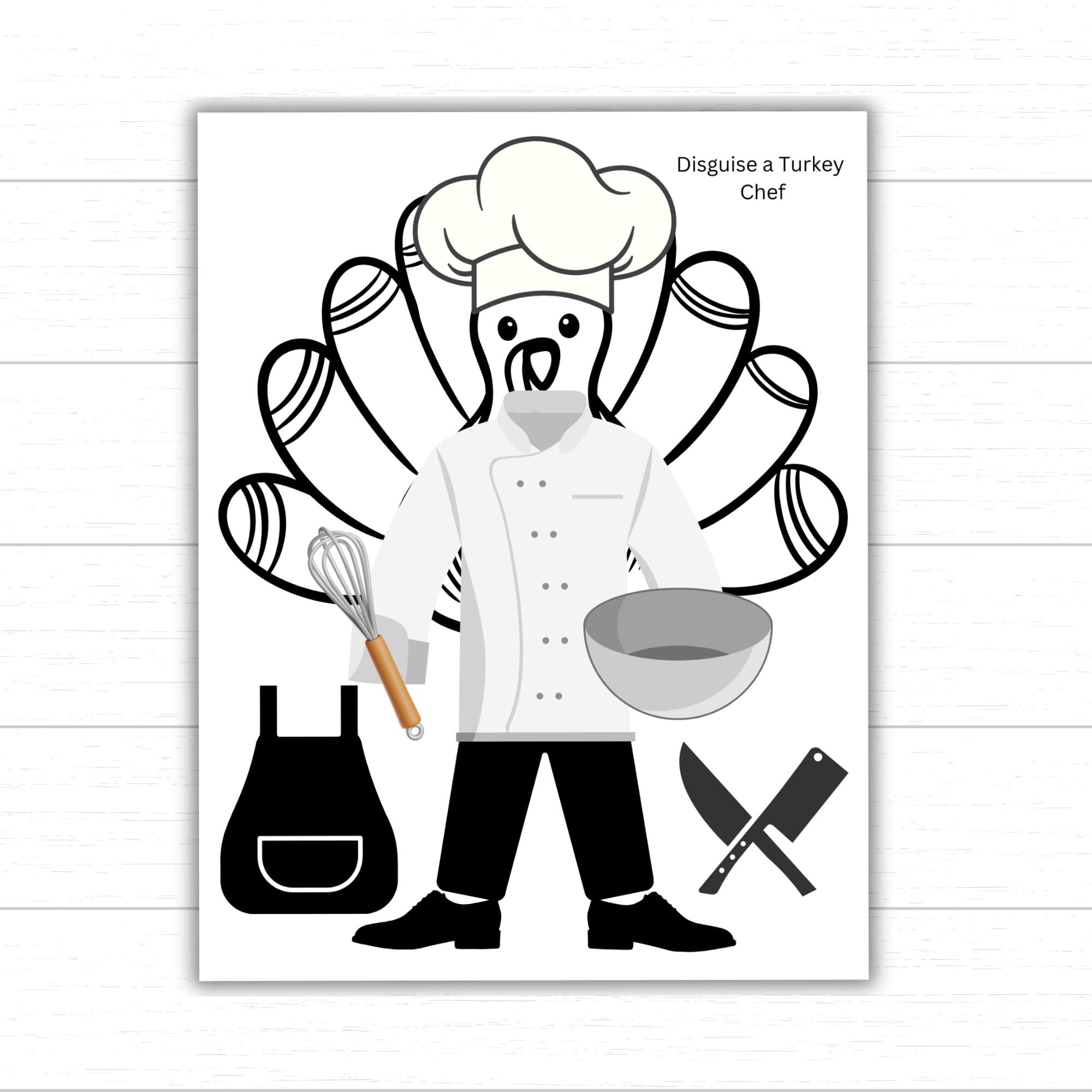 printable chef disguise a turkey craft | thanksgiving turkey in