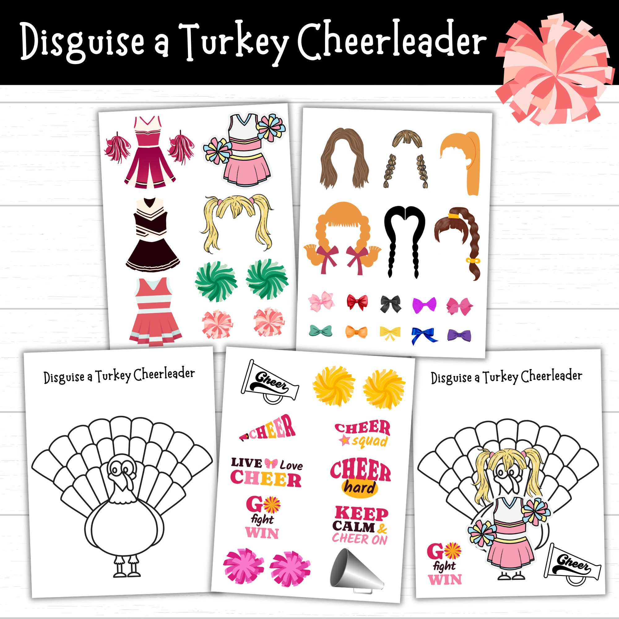 disguise a turkey cheerleader, cheerleader turkey, turkey in