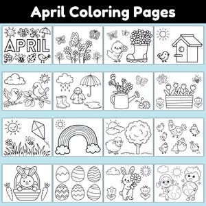 April Coloring Pages for Kids Printable | Spring Coloring Sheets ...
