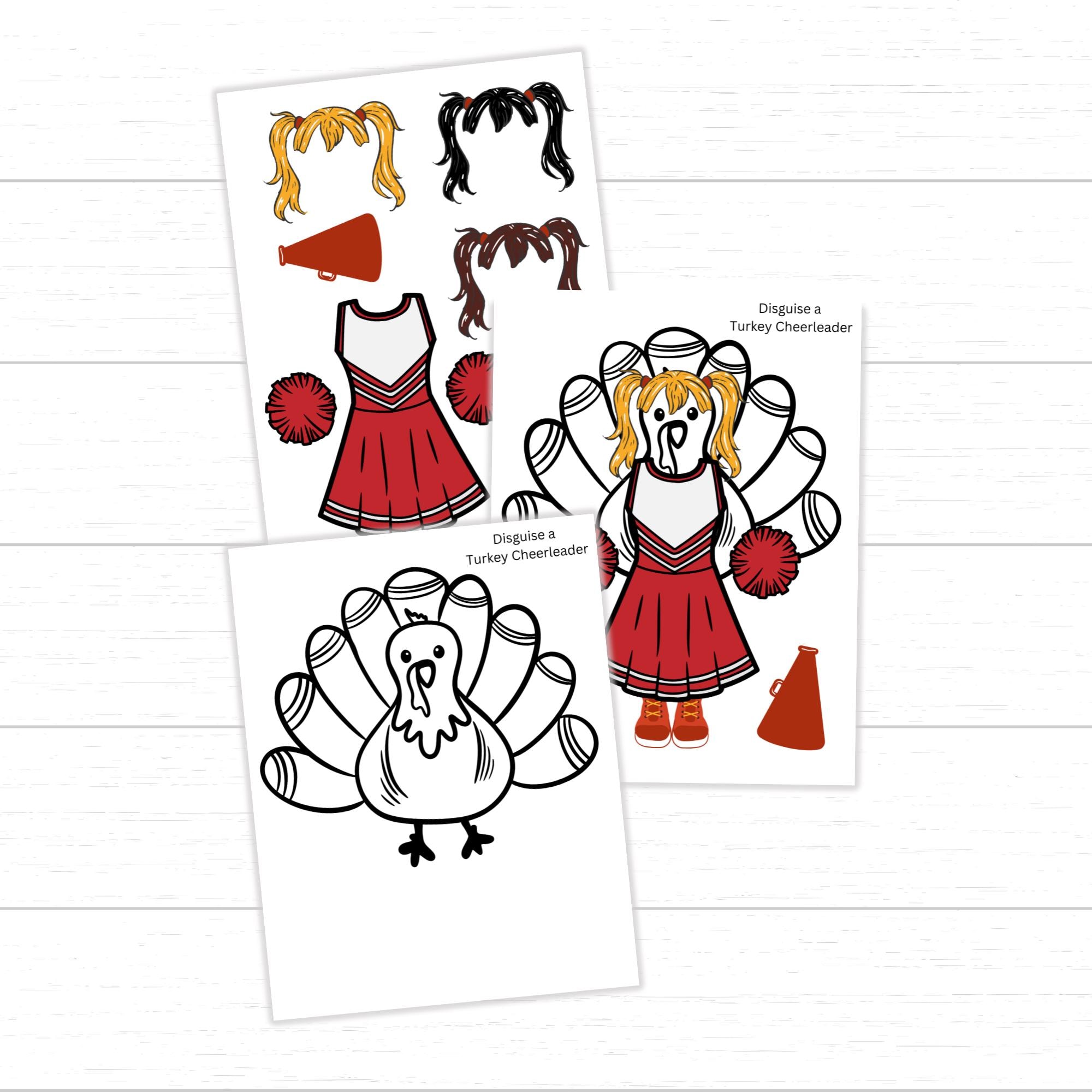 disguise a turkey cheerleader, cheerleader turkey, turkey in