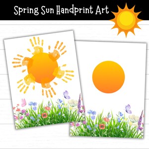 Spring Sun Handprint Art, Sunshine Handprint Craft, Spring Handprint Templates, Sunshine Printables, Printables for Kids, Spring Crafts