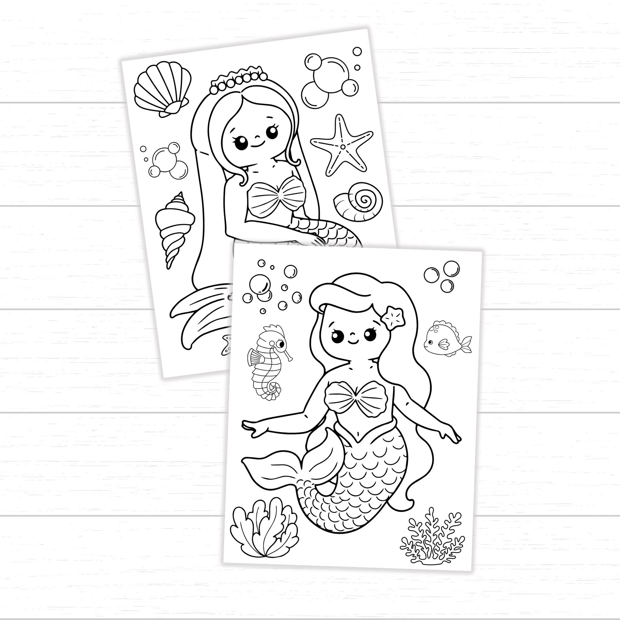 Mermaid Coloring Pages Printable for Kids, Under the Sea Ocean Theme ...