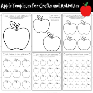Apfel Vorlagen zum Basteln und Basteln, Äpfel zum Ausmalen, Äpfel zum Ausschneiden, DIY Apfel DIY, Apfel Ausmalseiten, Apfel Arbeitsblätter