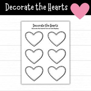 Pacote de modelos de coração para impressão, Decore os corações, Corações do Dia dos Namorados, Página para colorir, Atividades com corações, Formas de coração, Decoração DIY, Amor