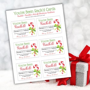 You've Been Rack'd Printable Cards, Random Acts of Christmas Kindness Printable, Christmas Treat ...