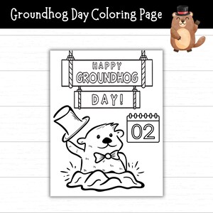 Happy Groundhog Day Coloring Page, Ground Hog Day Activities, Printable Groundhog Day Worksheets, February 2, Groundhog Day Printables