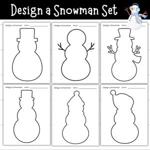 Design a Snowman Printable Set, Snowman Templates, Build a Snowman, Winter Craft for Kids, Snowman Activity Pages, Snowman Decorations