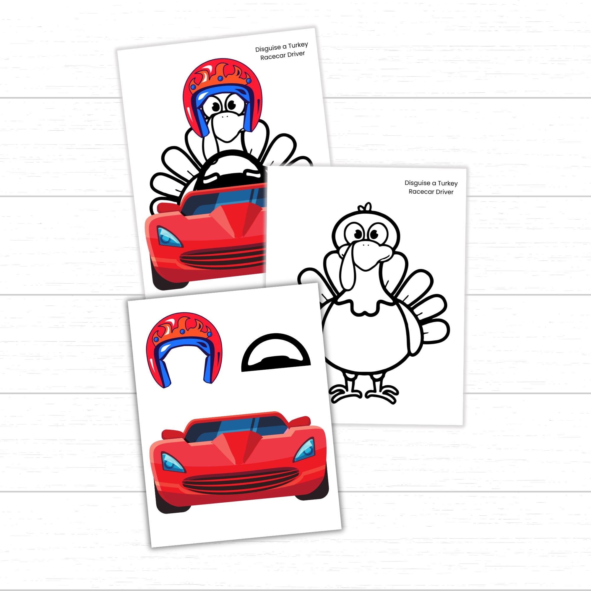 disguise a turkey racecar driver, racecar turkey, printable turkey