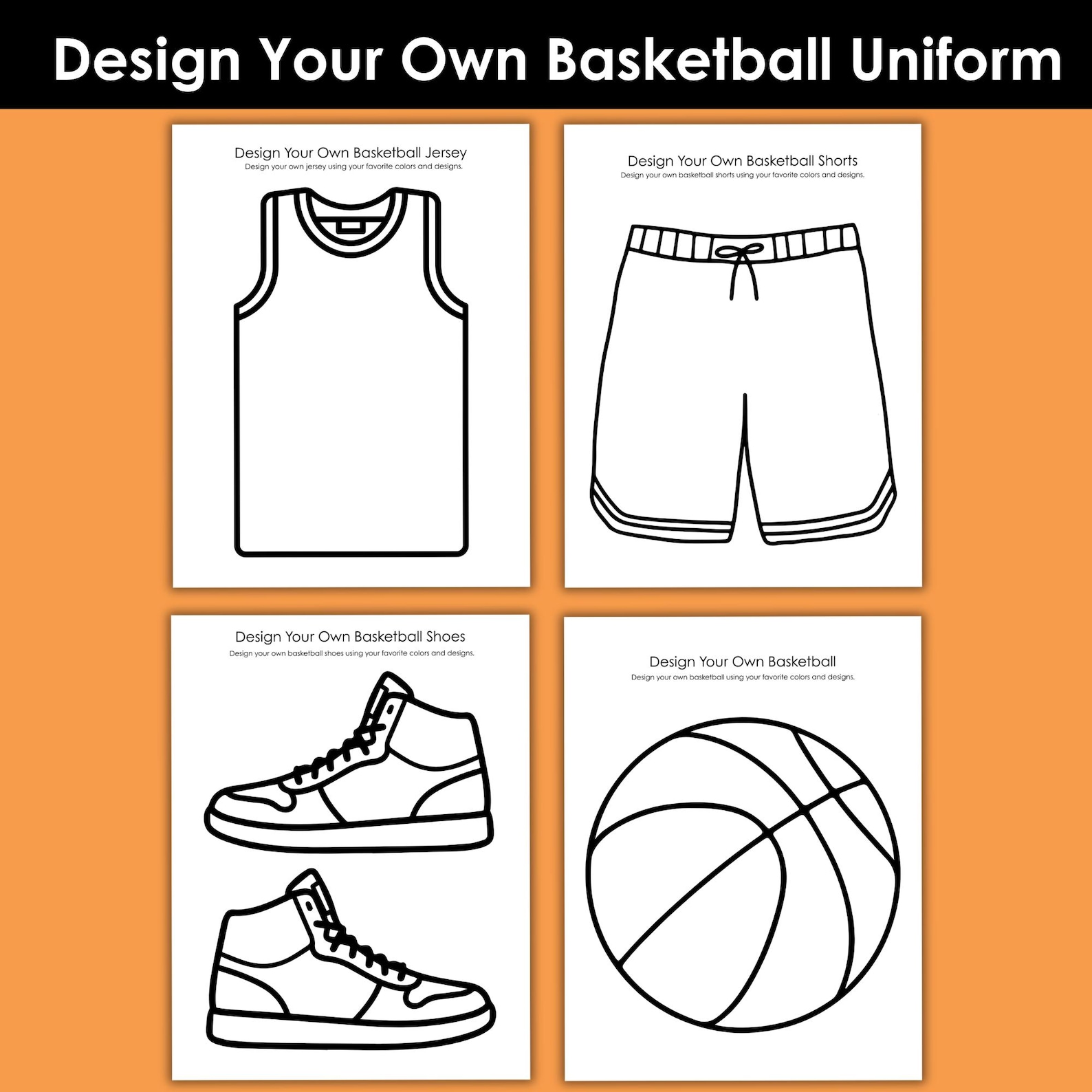 Design Your Own Basketball Uniform Printable Activity Pack for Kids ...