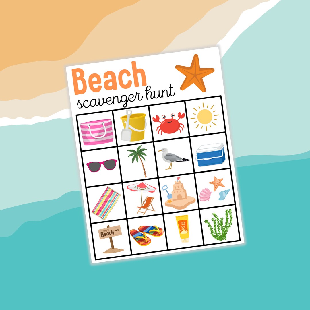 Beach Scavenger Hunt Printable for Kids - Etsy
