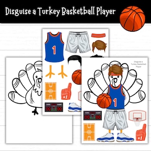 Basketball Player Turkey Disguise Printable | Turkey in Disguise Project | Thanksgiving Craft for Kids | Ready to Print Activity