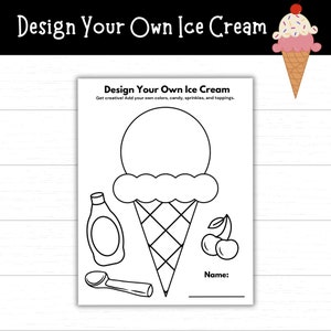 Designe deine eigene Eiscreme, Eiscreme Printables, Sommeraktivitäten für Kinder, Eiscreme Malvorlagen, Eiscreme Basteln, Geburtstag Printables