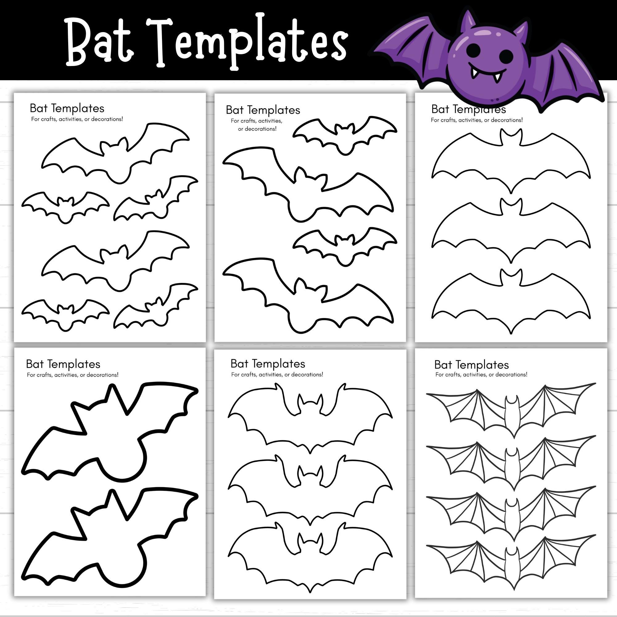 Bat Templates for Crafts, Bat Decorations, Stencils, Bat Unit Study,…