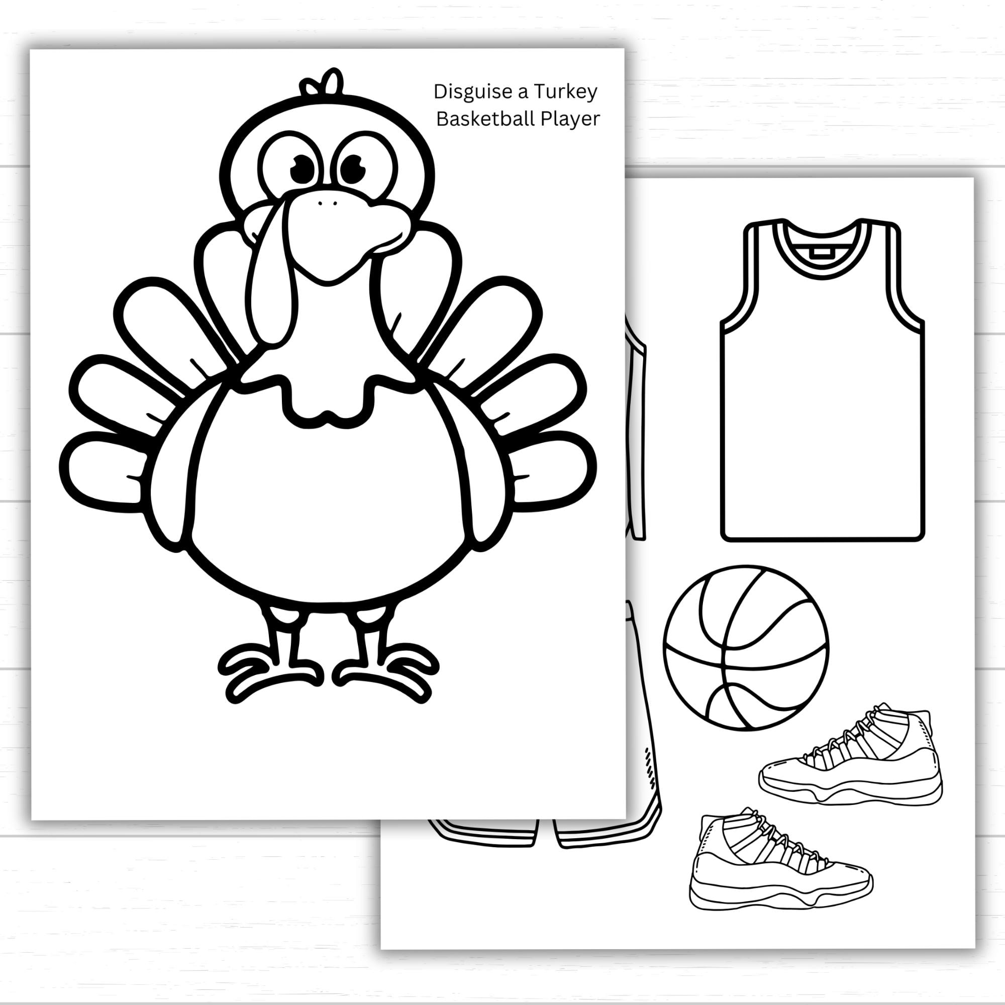 disguise a turkey basketball player, printable basketball uniform