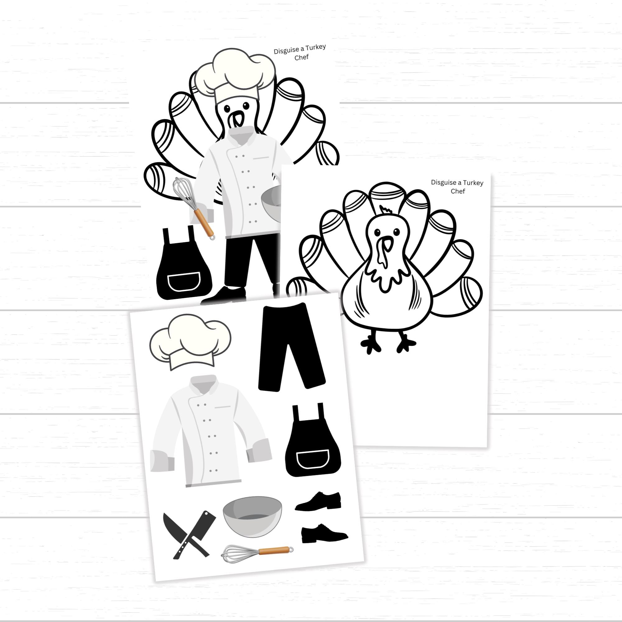 printable chef disguise a turkey craft | thanksgiving turkey in