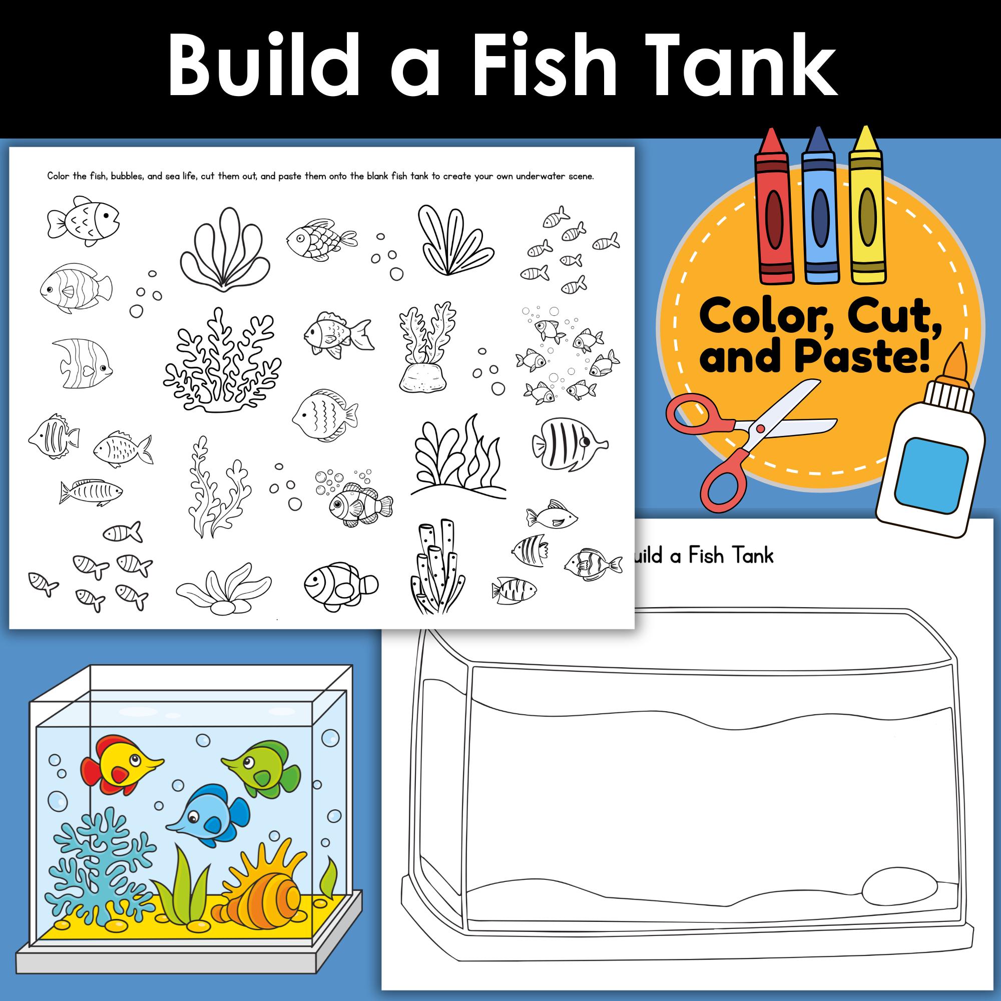 20 Fabulous Fish Crafts For Kids 9 Build a Fish Tank Printable Coloring Activity for Kids, DIY Aquarium…