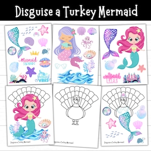 Disguise a Turkey Mermaid, Turkey in Disguise Mermaid, Mermaid Turkey, Mermaid Turkey Disguise, Mermaid Activity, Disguise a Turkey Project