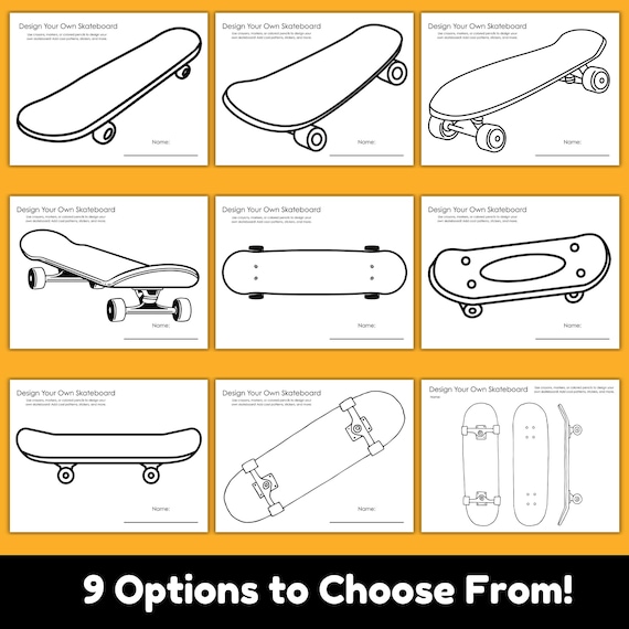 Design Your Own Skateboard Printable, Skateboard Activity Pack for