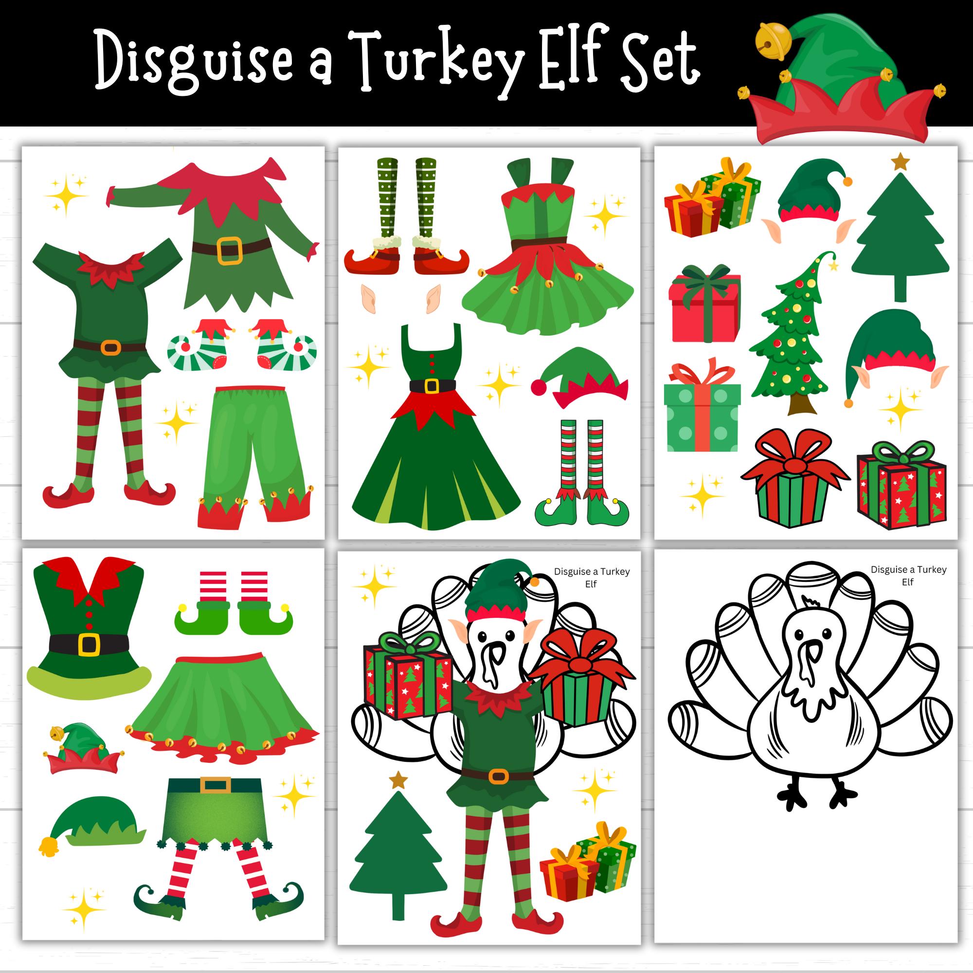 disguise a turkey elf, elf turkey, turkey printables, turkey in
