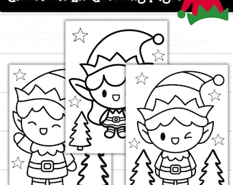 Christmas Elf Coloring Pages, Elf Activities, Printable Elf Coloring Pages, Christmas Coloring Sheet, Printable Christmas Coloring Pages