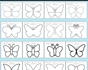 Design a Butterfly Printable for Kids, 16 Butterfly Templates Coloring and Craft Pages, Decorate, Color & Create Butterfly Art, Insect PDF