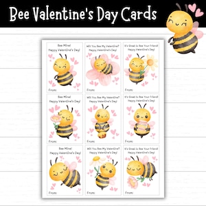 Bienen-Valentinstagskarten, druckbare Valentinstagskarten, Hummelkarten, Bienenbergwerk, Klassenzimmerbörse, Valentinstag Tags, Karten zum Drucken, digitales PDF