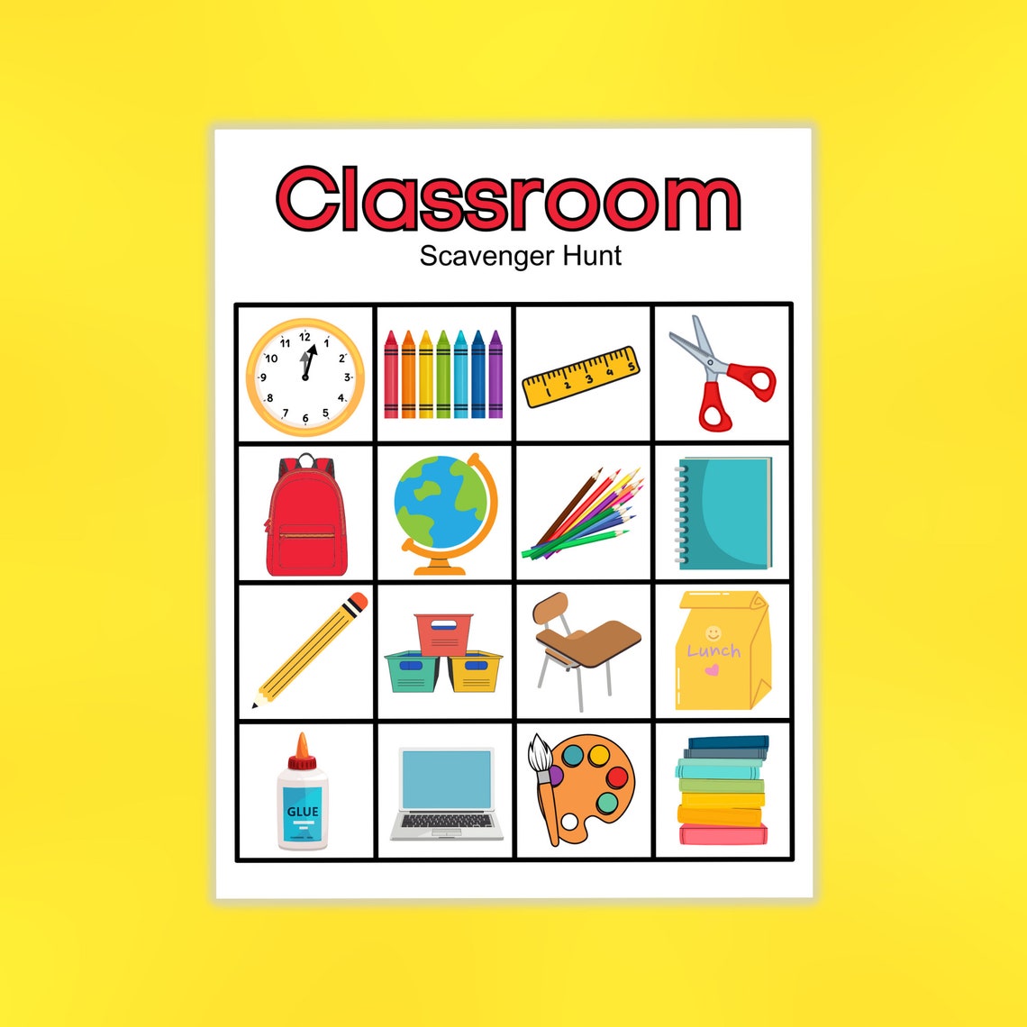 Classroom Scavenger Hunt Printable Fun Kids' Exploration Game ...
