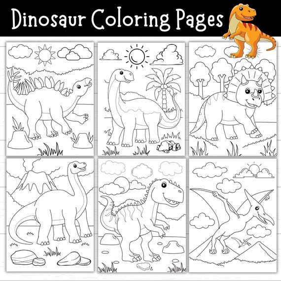 Dinosaur Coloring Pages Printable | Preschool & Kindergarten Activity Pack | Kids Dinosaur Coloring Sheets PDF