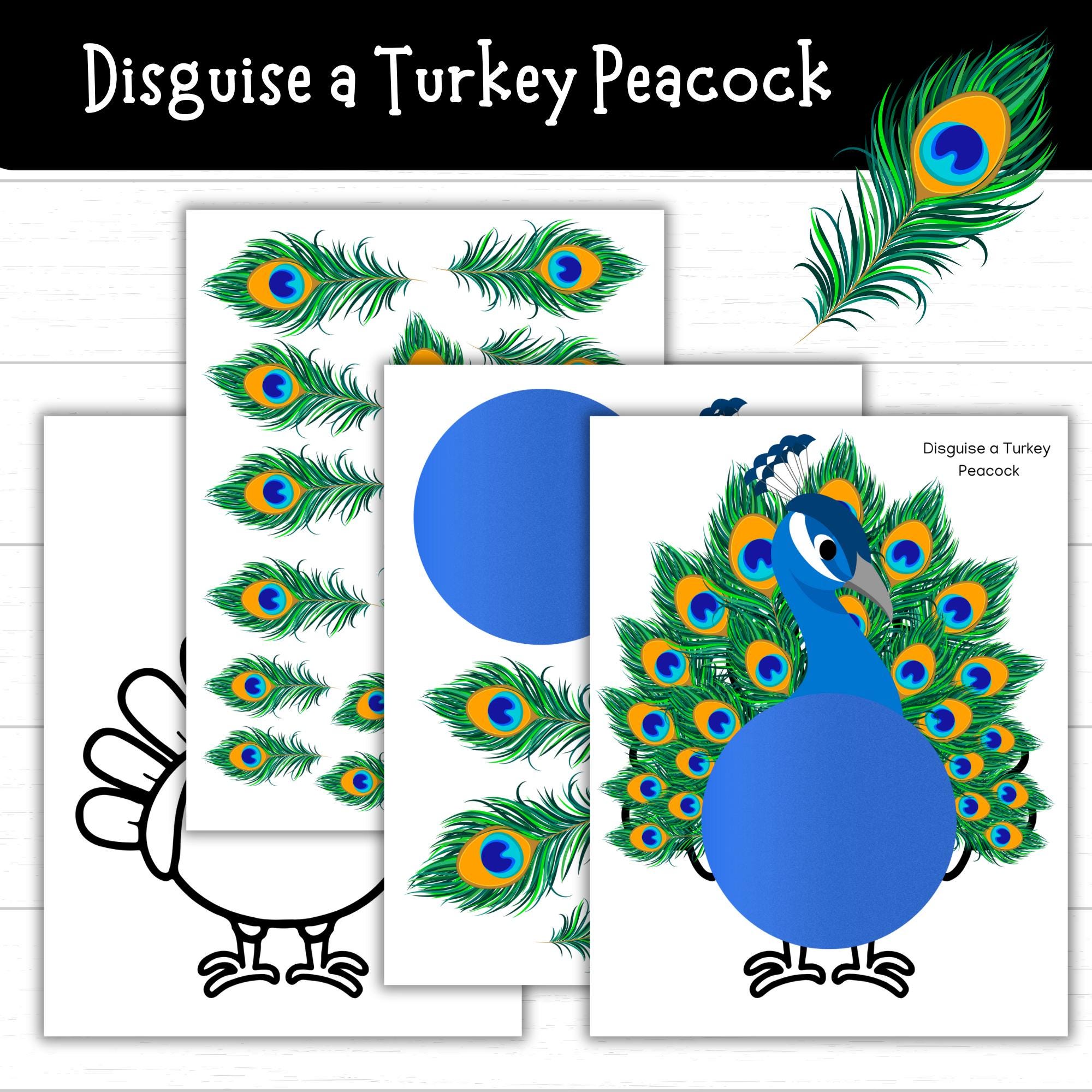 disguise a turkey peacock printable, turkey disguise idea