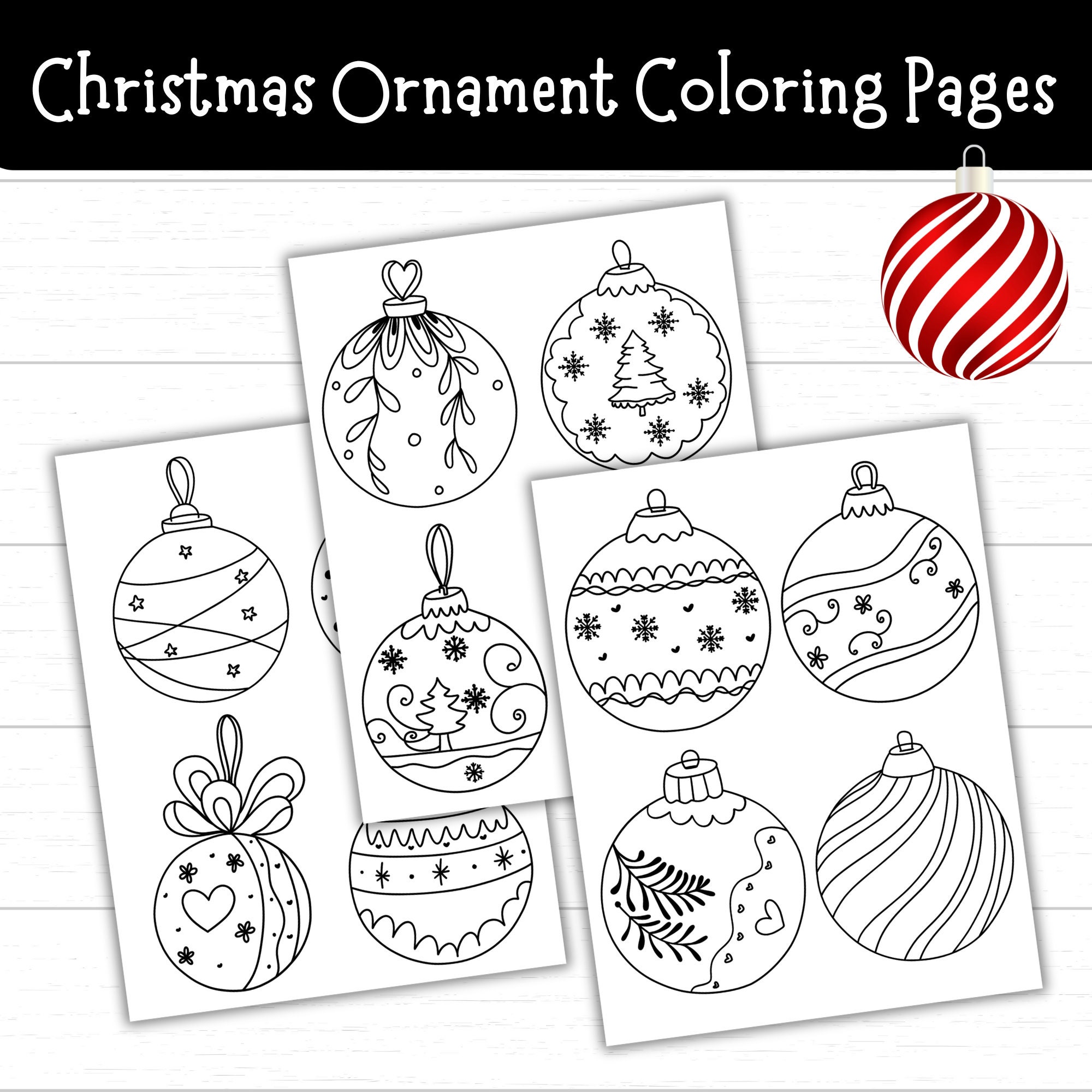 Christmas Ornament Coloring Pages, Printable Ornaments for Kids, Ornaments to Color for Christmas, Christmas Coloring Pages, Christmas Craft - Etsy