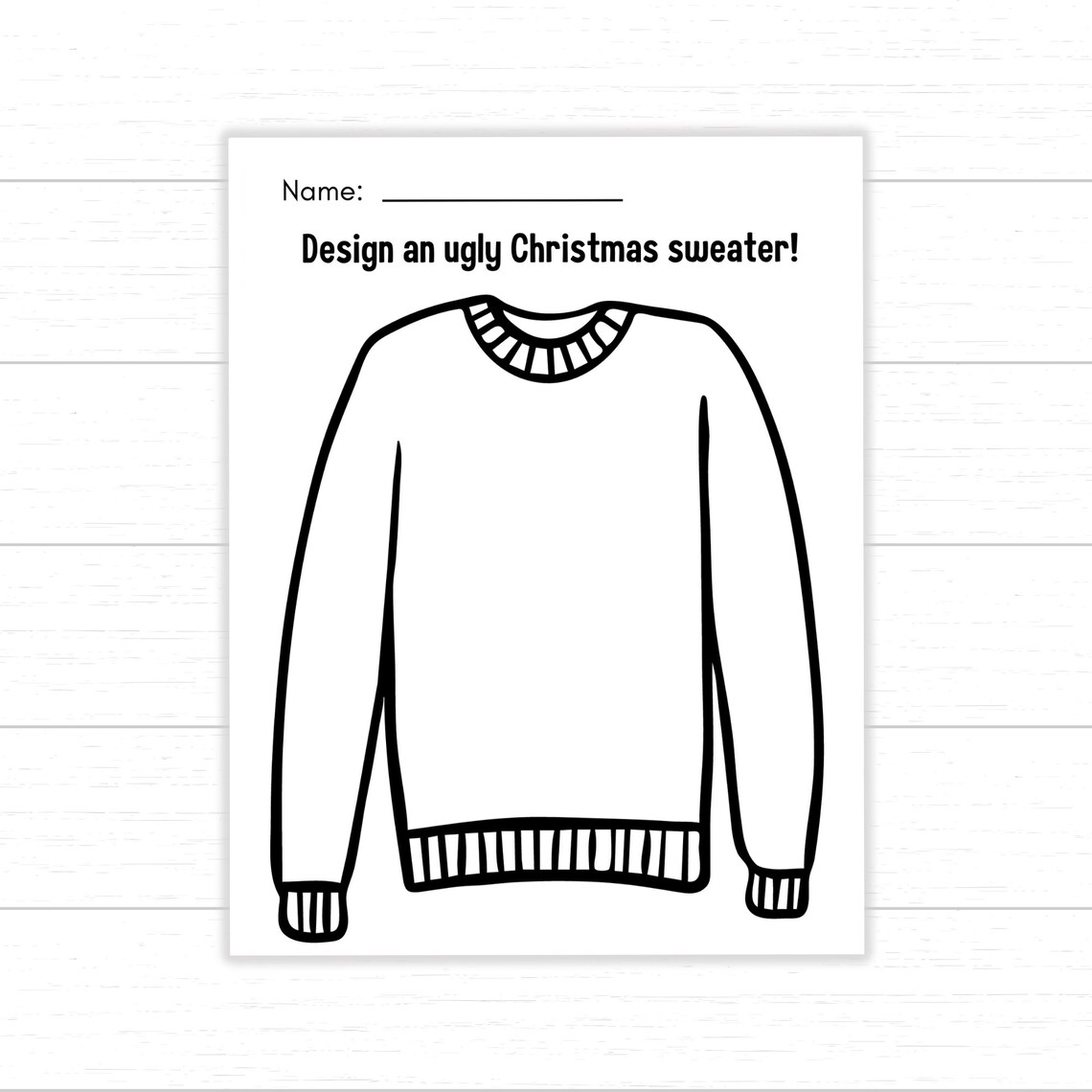 Ugly Christmas Sweater Design Printable, Kids Holiday Activity (PDF) Etsy