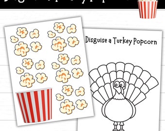 Disguise a Turkey Popcorn, Turkey in Disguise Popcorn, Popcorn Turkey, Turkey Popcorn Disguise, Turkey Activity, Disguise a Turkey Project