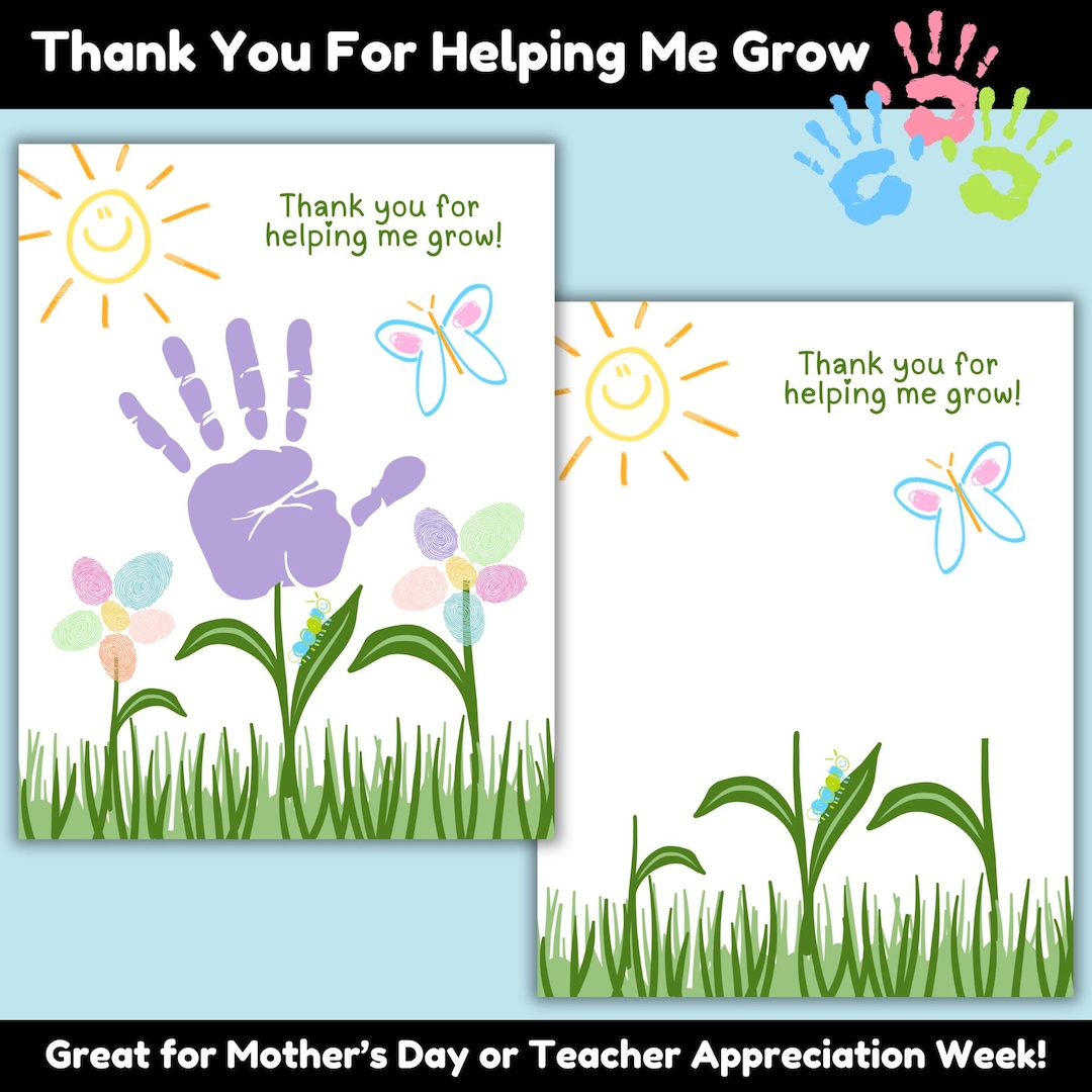 Thank You for Helping Me Grow Handprint Craft, Mother’s Day Gift From ...