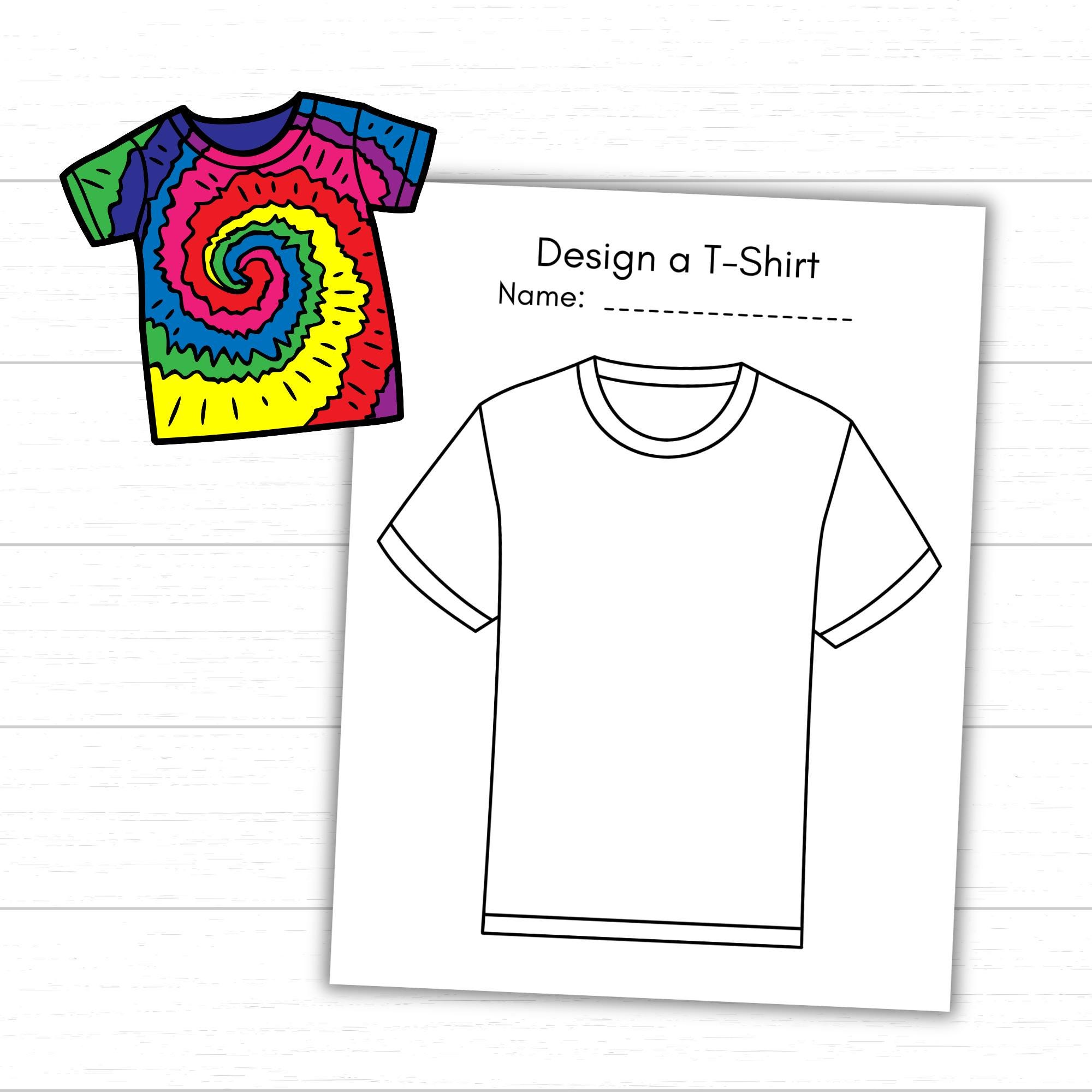 Design Tshirt Printable Template, Color Your Own Tee, Decorate Shirt