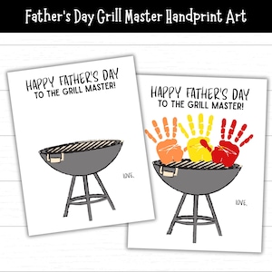 Druckbare Vatertag Grill Master Handprint Art, DIY Vatertagsgeschenk, druckbare Andenken, Papa Grill Master Craft druckbar, Vorschulkinder