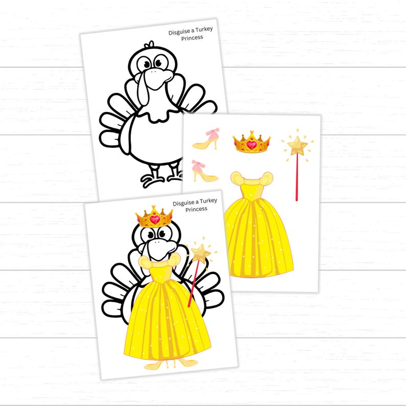 Princess Disguise a Turkey Set – Printable Thanksgiving Craft for Kids ...