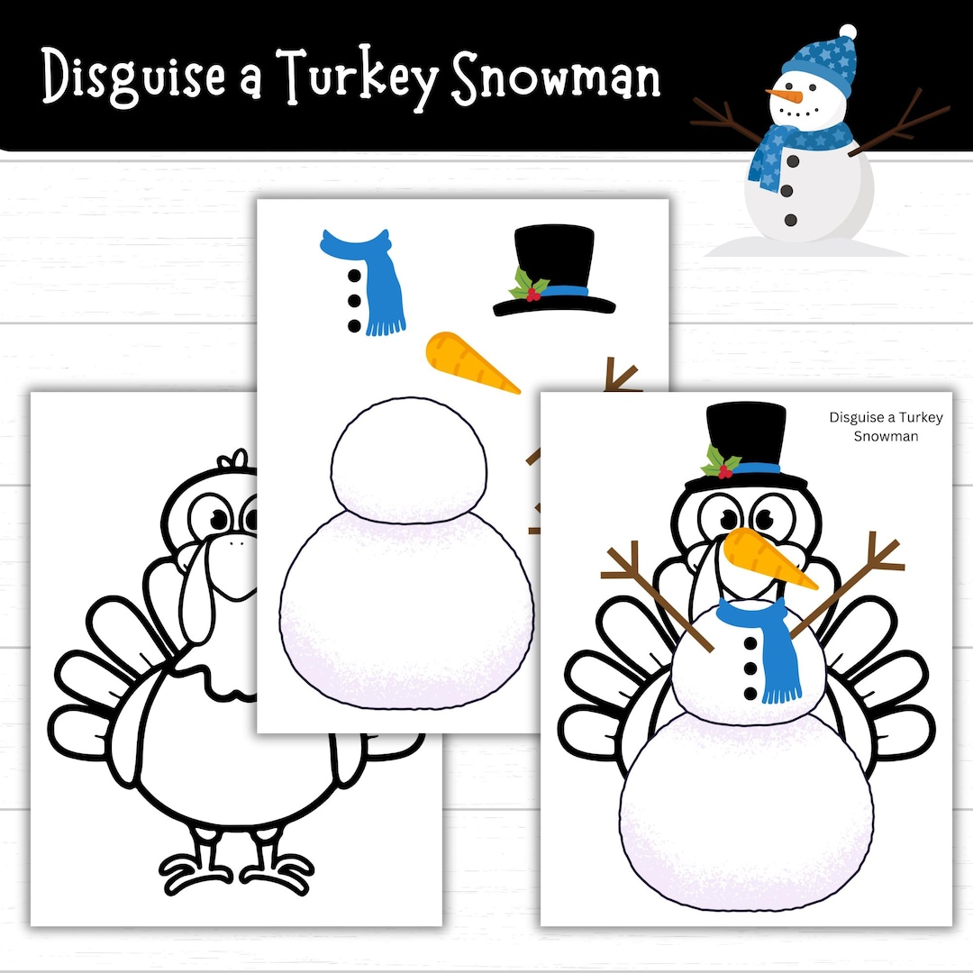 snowman disguise a turkey set – printable thanksgiving craft for