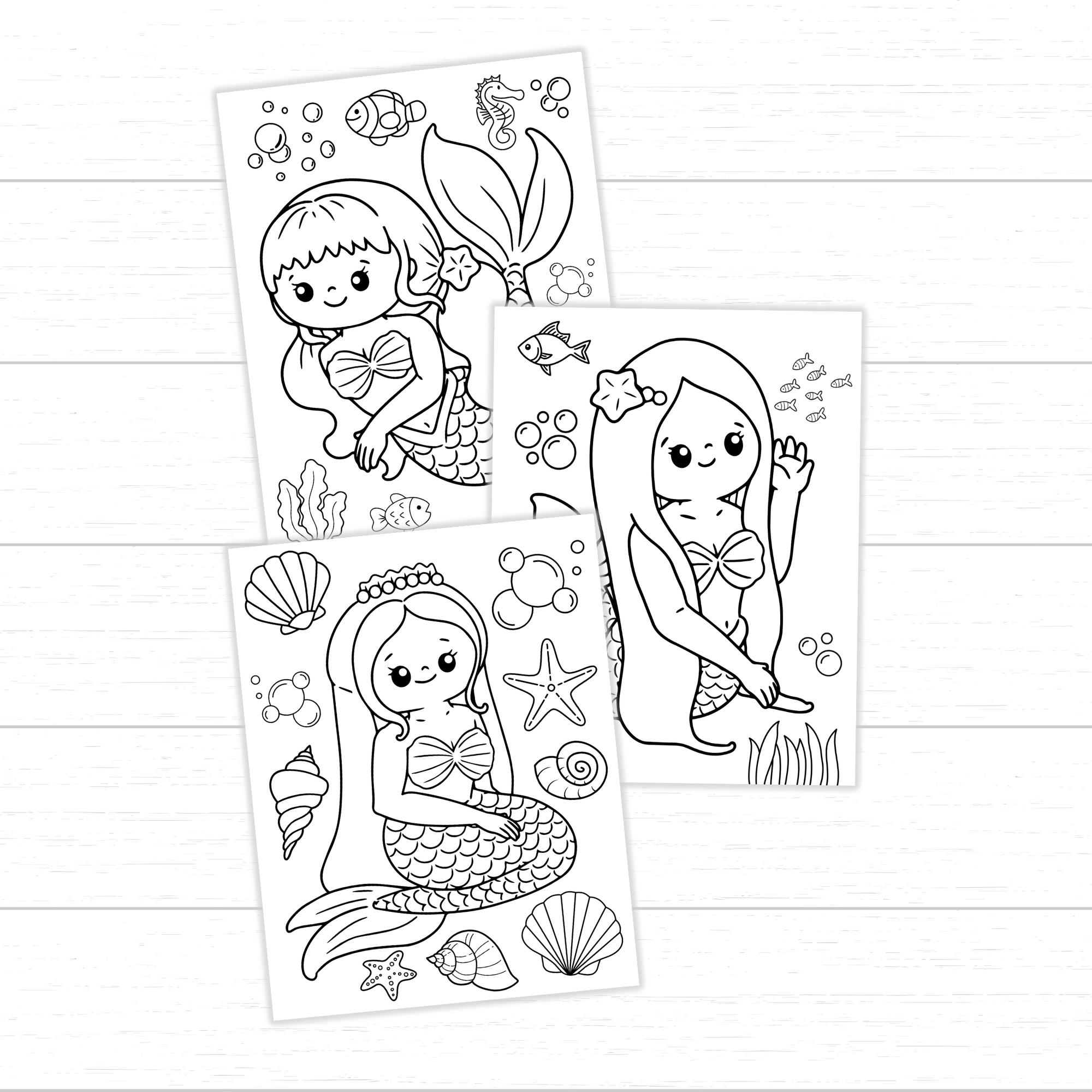 Mermaid Coloring Pages Printable for Kids, Under the Sea Ocean Theme ...