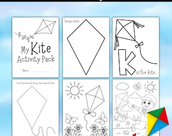 Drachen Aktivitätspaket für Kinder, Frühling Bastelset, Malseiten, zum Ausmalen für Kinder, Vorschulkinder Projekt PDF-Download